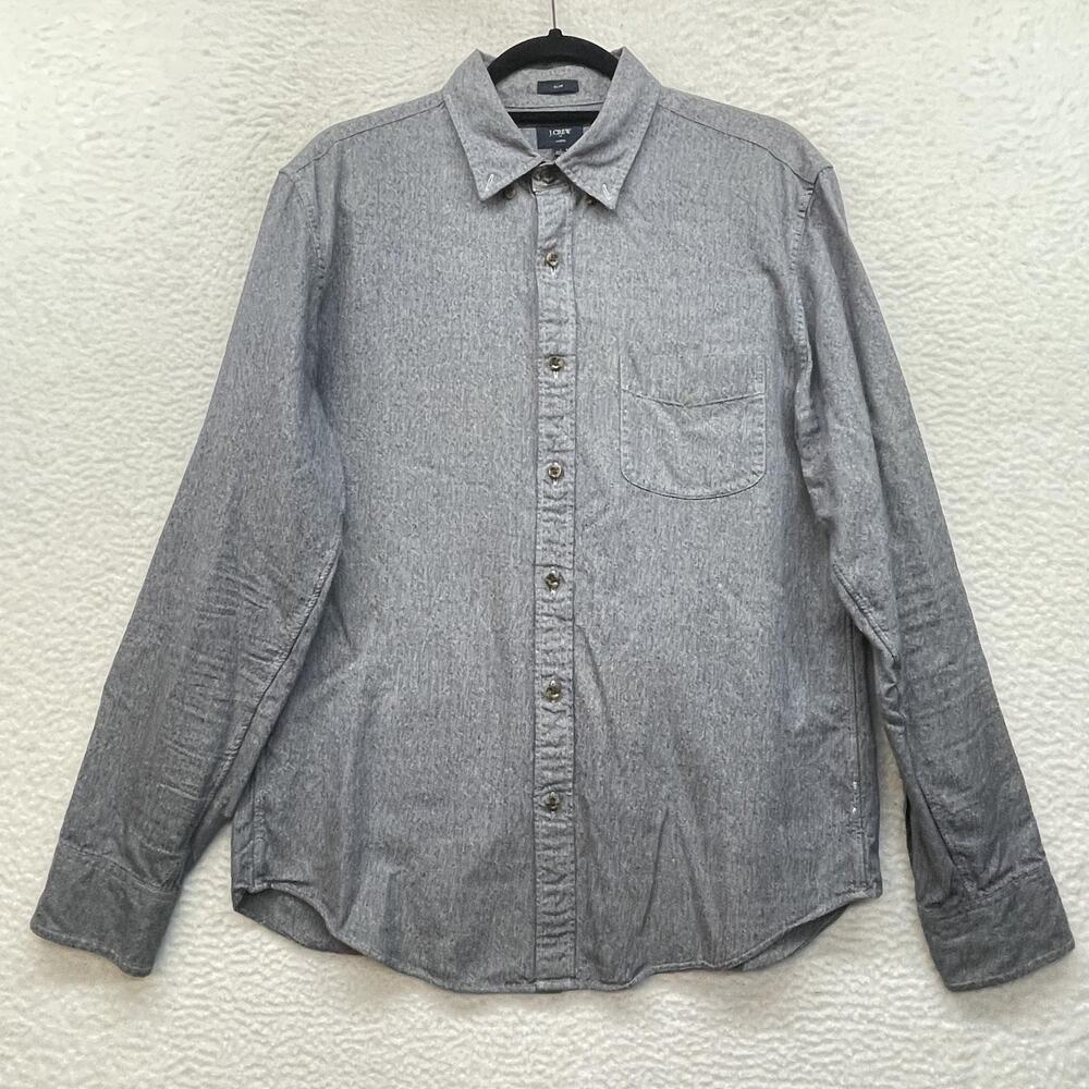 J Crew Jaspe Shirt Mens Large Gray Slim Fit Long Sleeve Button Front Pocket
